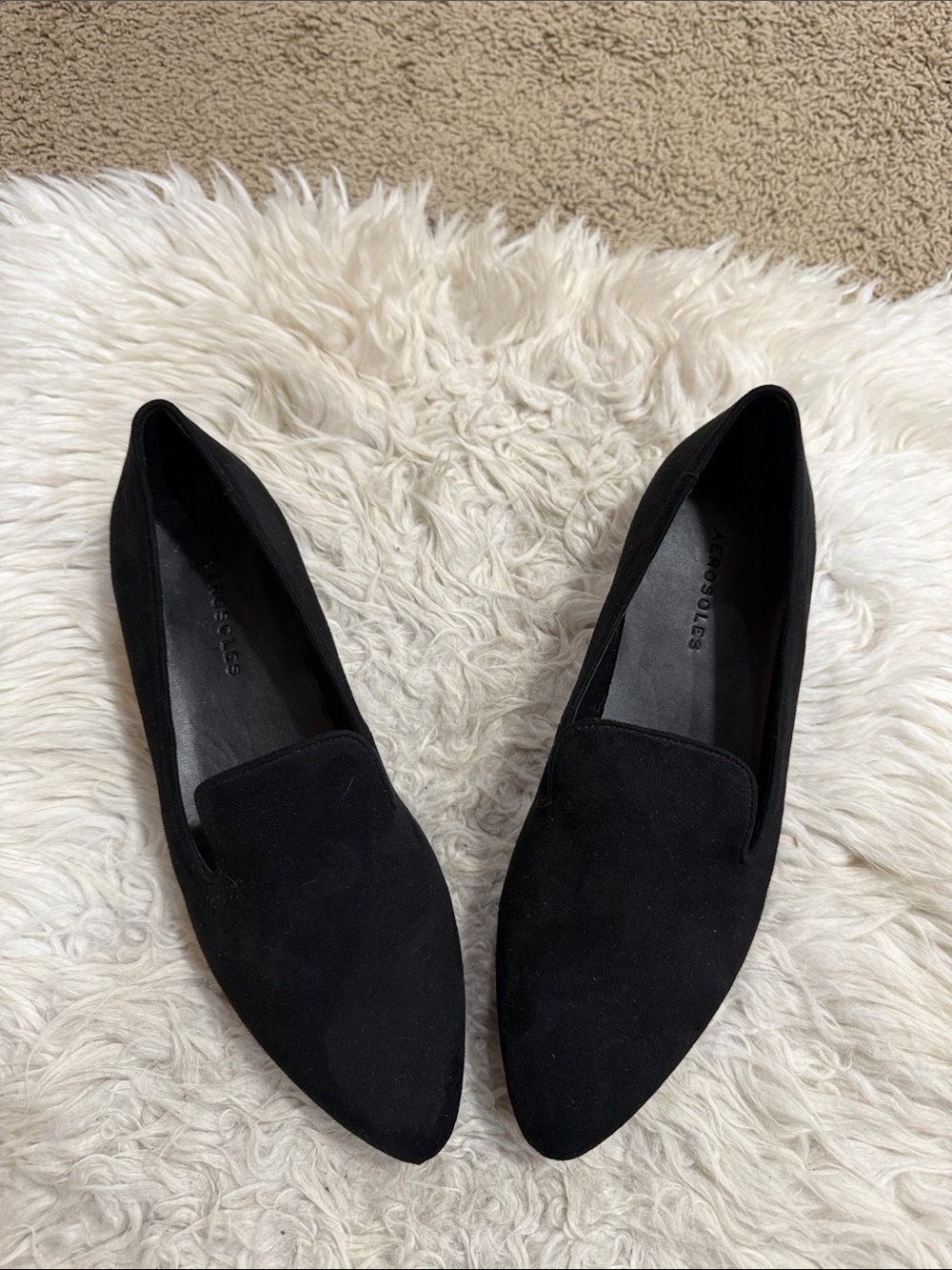 Aerosoles Vienitu Black Fabric Women's Suede Shoes Flat Flats Size 8.5 M